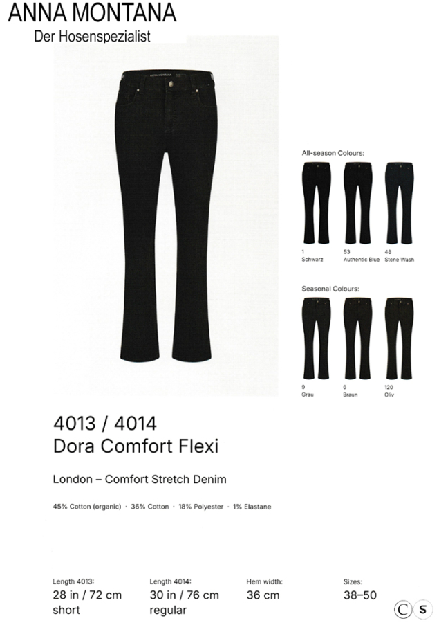 Dora 4013 Kurzgröße Hosen/Jeans / Organic Cotton / mit seitlichen Gummizug am Bund bis Größe 50 / ANNA MONTANA Dora 4013 Kurzgröße Hosen/Jeans / Organic Cotton / mit seitlichen Gummizug am Bund bis Größe 50 / ANNA MONTANA
