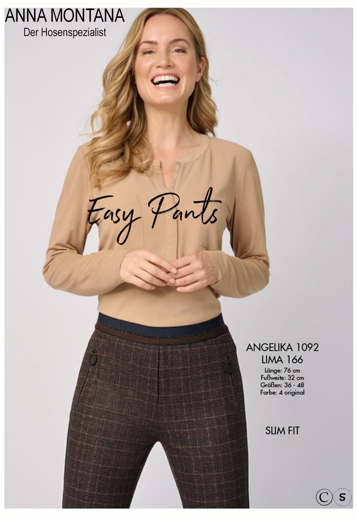 Angelika 1092 Easy Pants Lima / very comfortable slip-on pants with elastic waistband up to size 48 / ANNA MONTANA