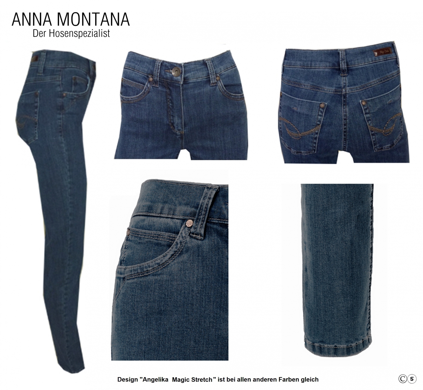 Angelika 1975, reduces / ER / Magic Stretch Trousers /Jeans ANNA MONTANA