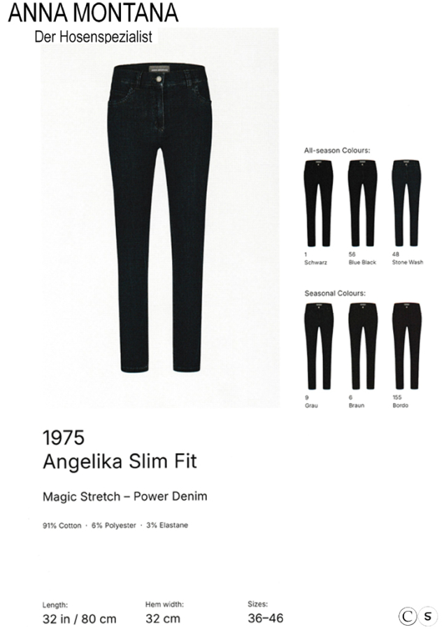 Angelika 1975 Magic Stretch / cigarette-Tube in Jeans Super Stretch / Sizes 34 to 48 / ANNA MONTANA