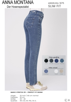 Angelika 1975 Magic Stretch / cigarette-Tube in Jeans Super Stretch / Sizes 34 to 48 / ANNA MONTANA